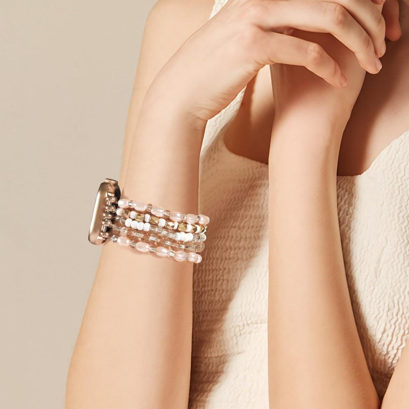 VISOOM Beaded Boho Bracelet For Apple Watch 10/11 Se(3rd Gen) Bands Women 42mm 41mm 40mm 38mm, Pearl Wrap For Cute Stretchy Fancy Apple iWatch iPhone Series11 10 Se 9 8 7 6 5 4 3 2 1 Watch Straps Band - Image 5