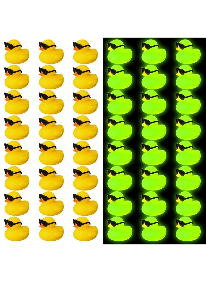 Ferraycle 36 Pcs Mini Rubber Ducks Glow in The Dark Baby Shower Tiny Rubber Ducks Bulk, Float Bath Toys Bathtub Duckies for Shower Birthday Party Favors Carnival Gift - Image 1
