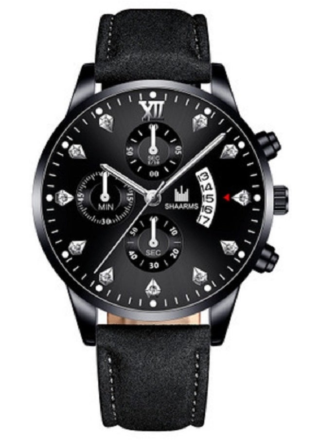 SHAARMS - Men's Analog Round Shape Leather Wrist Watch - Image 1