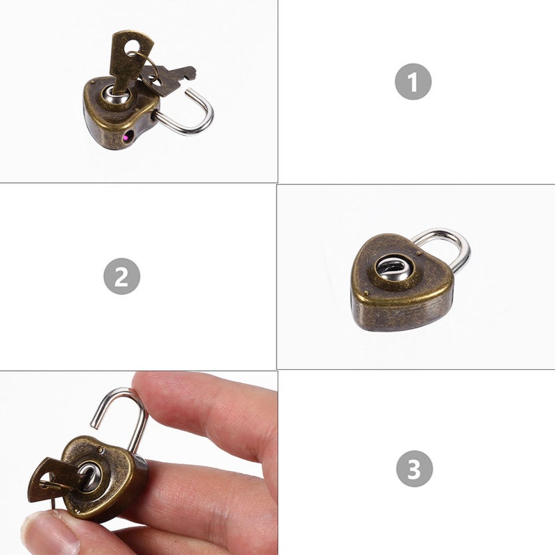 Suitcase Padlock Mini Heart Shape Iron Locking Security Protection For Luggage 10Pcs - Image 3