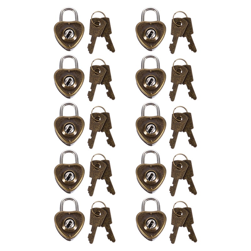 Suitcase Padlock Mini Heart Shape Iron Locking Security Protection For Luggage 10Pcs - Image 1