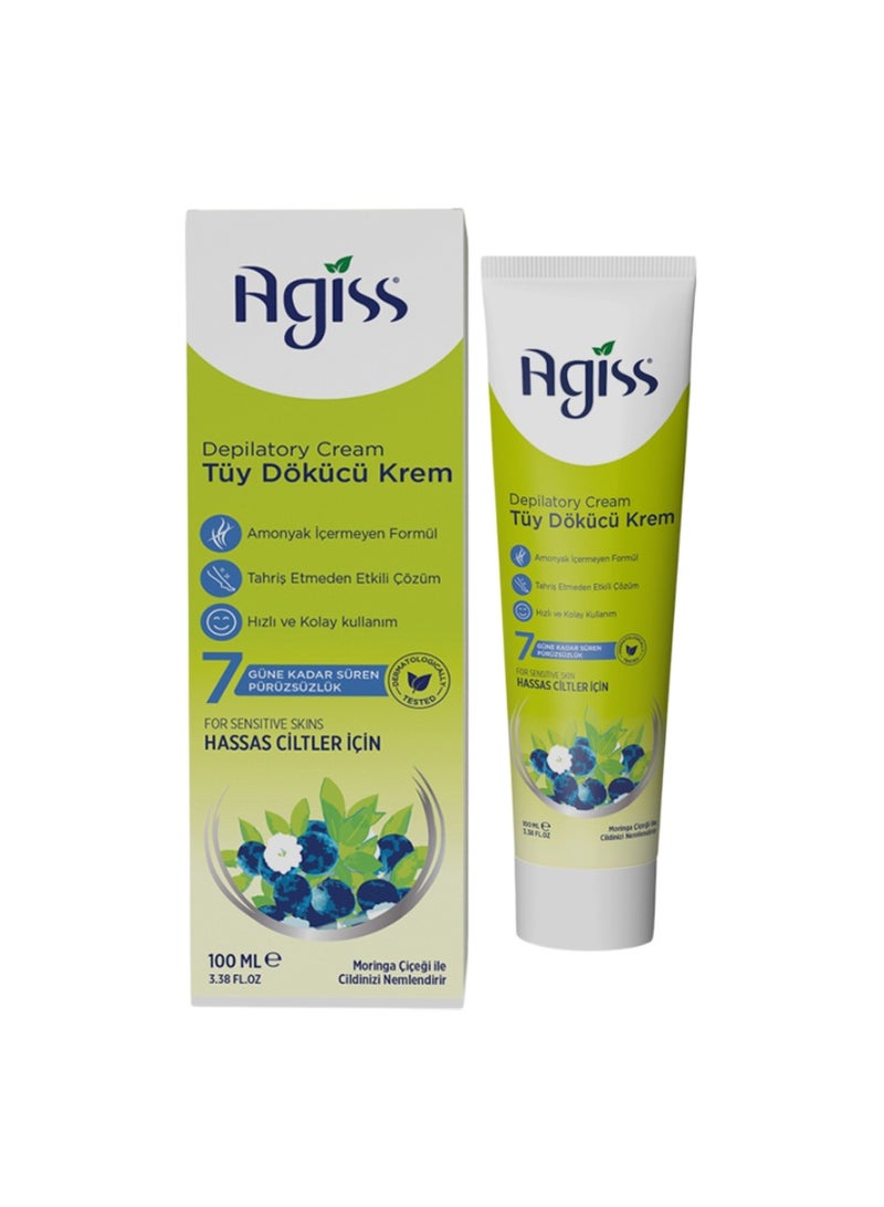 Agiss Depilatory Hair Removal Cream with Jojoba Oil –  (100ml) | Smooth Skin for Up to 7 Days | Amonnia-Free Formula for Sensitive Skin | For Legs, Arms, Underarms, and Bikini Line - Image 1