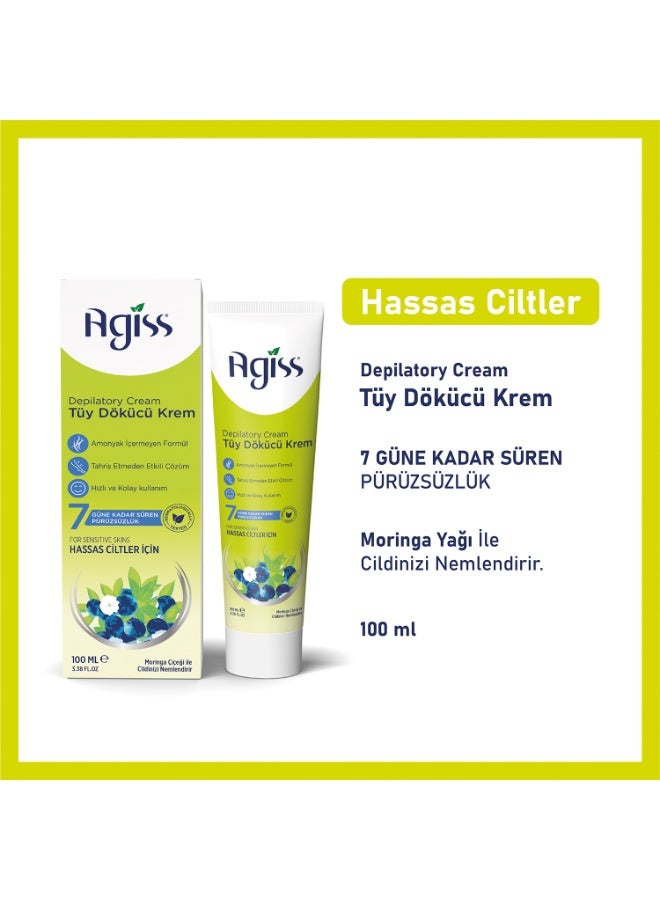 Agiss Depilatory Hair Removal Cream with Jojoba Oil –  (100ml) | Smooth Skin for Up to 7 Days | Amonnia-Free Formula for Sensitive Skin | For Legs, Arms, Underarms, and Bikini Line - Image 2