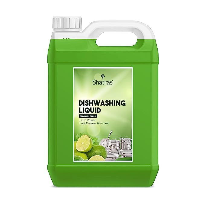 Shatras Dishwash Gel Green Lemon & active salt, Refreshing, Antibacterial, Leaves no residue,Fast Cleaner for all types of Utensils, Dishwasher Liquid, Refill Can (5L) - Image 1