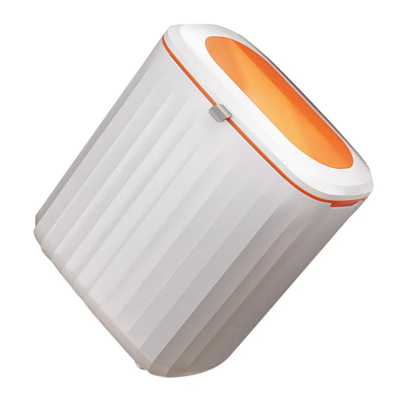 Ciieeo Wall-Mounted Kitchen Trash Can with Lid 8l, Plastic Household Compost Bin in Sunlight Orange, Slide-Open Waste Container for Home and Cabinet Use - Image 1
