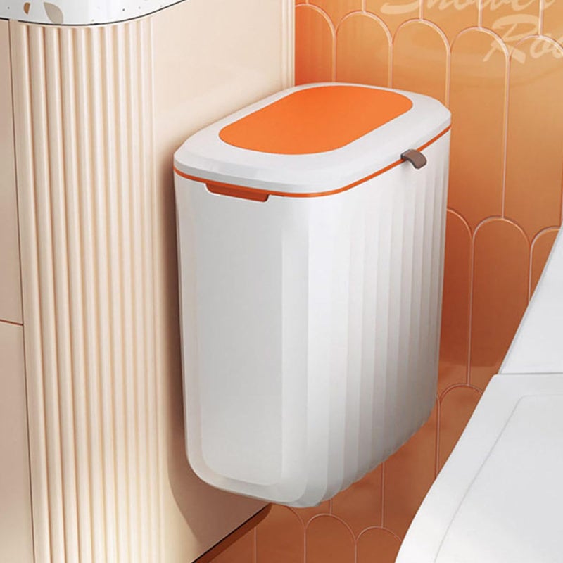 Ciieeo Wall-Mounted Kitchen Trash Can with Lid 8l, Plastic Household Compost Bin in Sunlight Orange, Slide-Open Waste Container for Home and Cabinet Use - Image 5
