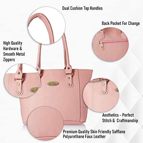 Fostelo Women's Everly Satchel Tote Handbag for Women | Ladies Purse | Stylish Shoulder Bag | Gift For Women | Light Pink - Image 3