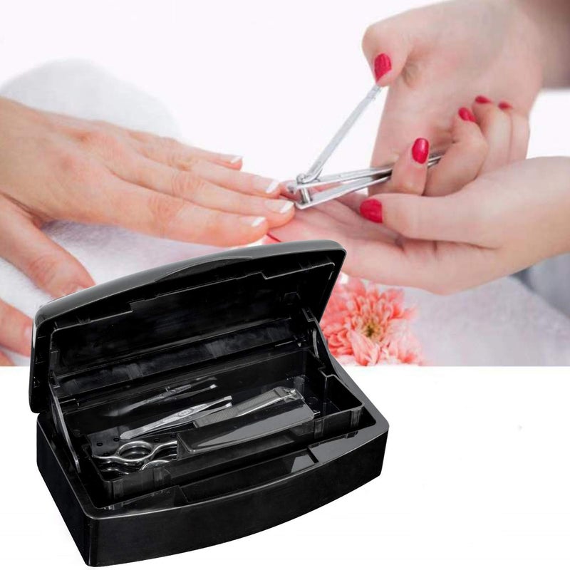 Aifeiter Nail Tool Sterilizer Box,Plastic Sterilizing Tray,The Disinfection Box for Nail Art Tools is Applicable to Nail Art Tools, Tweezers, Hair Salons, Spas and Manicure Equipment-Black - Image 3