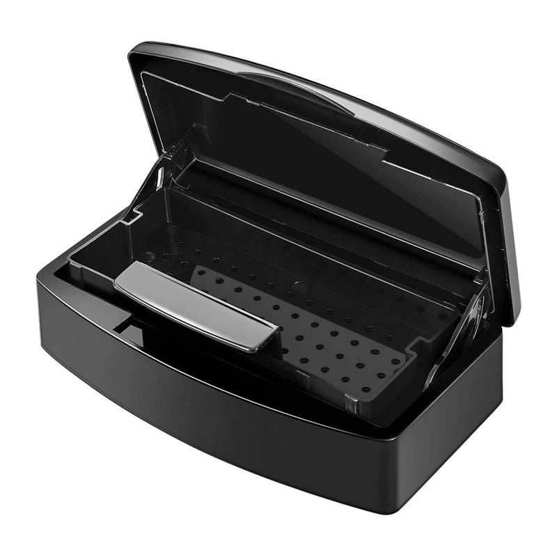 Aifeiter Nail Tool Sterilizer Box,Plastic Sterilizing Tray,The Disinfection Box for Nail Art Tools is Applicable to Nail Art Tools, Tweezers, Hair Salons, Spas and Manicure Equipment-Black - Image 1