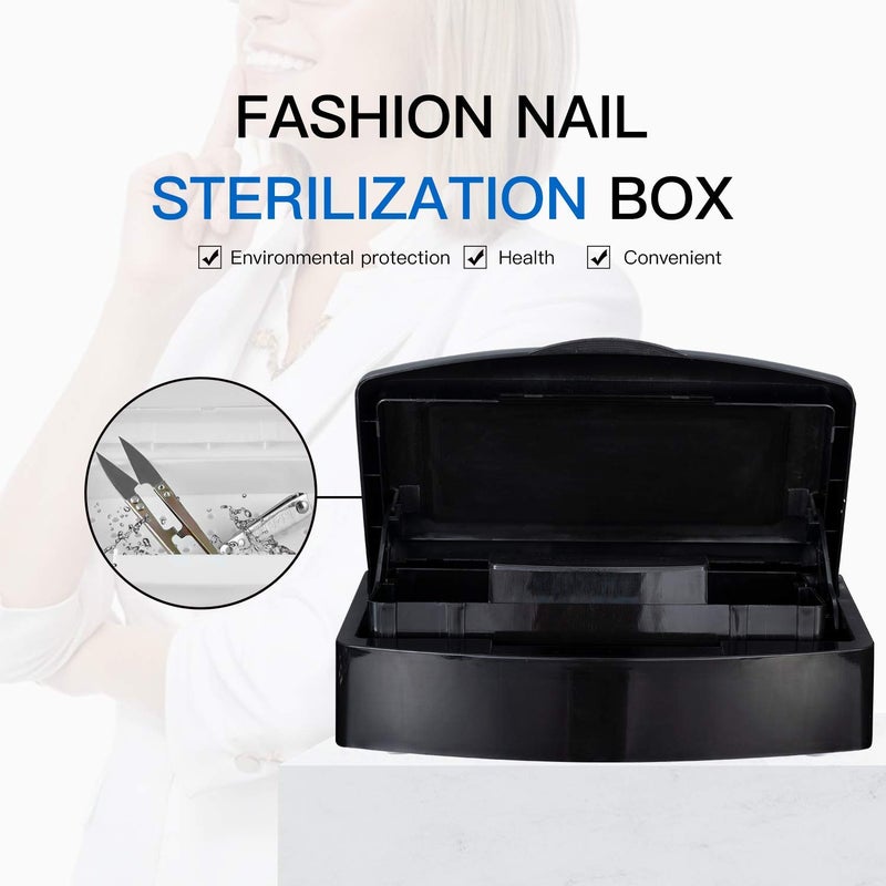 Aifeiter Nail Tool Sterilizer Box,Plastic Sterilizing Tray,The Disinfection Box for Nail Art Tools is Applicable to Nail Art Tools, Tweezers, Hair Salons, Spas and Manicure Equipment-Black - Image 2