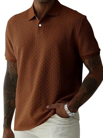 Trillion Jaqquard Men's Polo T Shirt for Men (Polyester Blend | Regular Fit) Coffee - Image 1