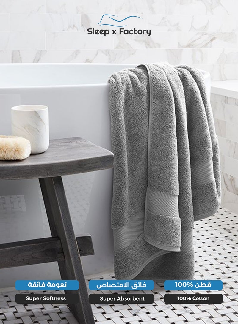 سليب × فاكتوري منشفة استحمام كبيرة رمادي فاتح – قطن ١٠٠٪، ناعمة وعالية الامتصاص – ٩٠×١٨٠ سم - Image 2