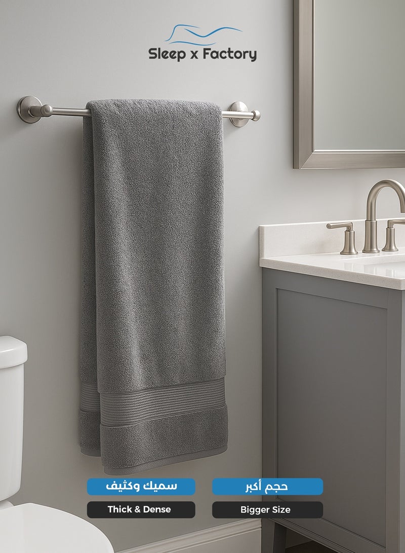 سليب × فاكتوري منشفة استحمام كبيرة رمادي فاتح – قطن ١٠٠٪، ناعمة وعالية الامتصاص – ٩٠×١٨٠ سم - Image 3