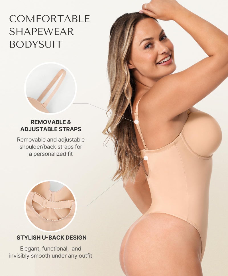 SHAPELLX Body Shaper for Women Strapless Shapewear Bodysuit Tummy Control Faja Colombiana Moldeadora Beige XXL - Image 4