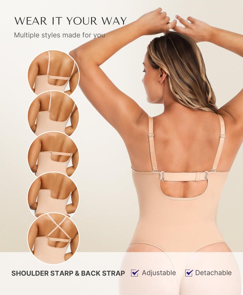 SHAPELLX Body Shaper for Women Strapless Shapewear Bodysuit Tummy Control Faja Colombiana Moldeadora Beige XXL - Image 2