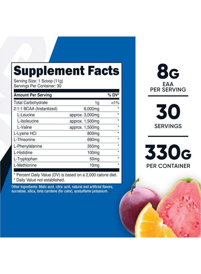 مسحوق نيوتريكوست إي إيه إيه، 30 حصة - فاكهة العاطفة والبرتقال والجوافة (POG) - أحماض أمينية أساسية - غير معدلة وراثيًا، وخالية من الغلوتين، ومناسبة للنباتيين - Image 1