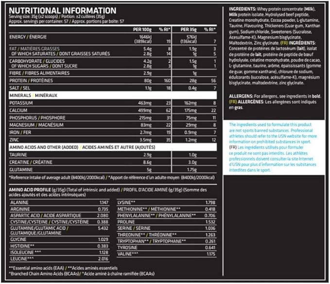 USN ISO GRO Whey Protein Isolate 2kg Chocolate - Image 2
