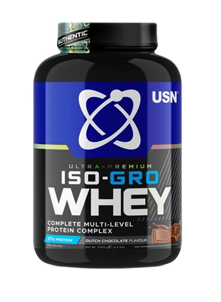 USN ISO GRO Whey Protein Isolate 2kg Chocolate - Image 1