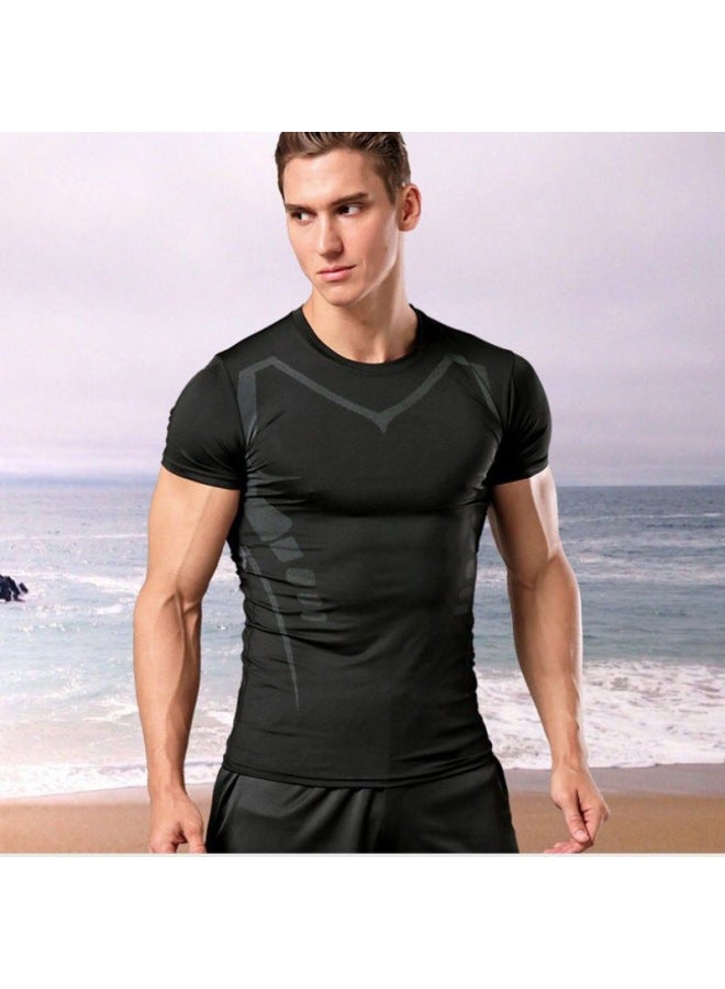 Generic Swimwear Men's Top Swimming Trunks Jellyfish Suit Snorkeling Short-sleeved Sun Protection Surfing Suit Quick-drying Clothing One Wholesale-Color:100 Swimsuit-Size:3XL ( 87.5kg And Above)  - Image 1