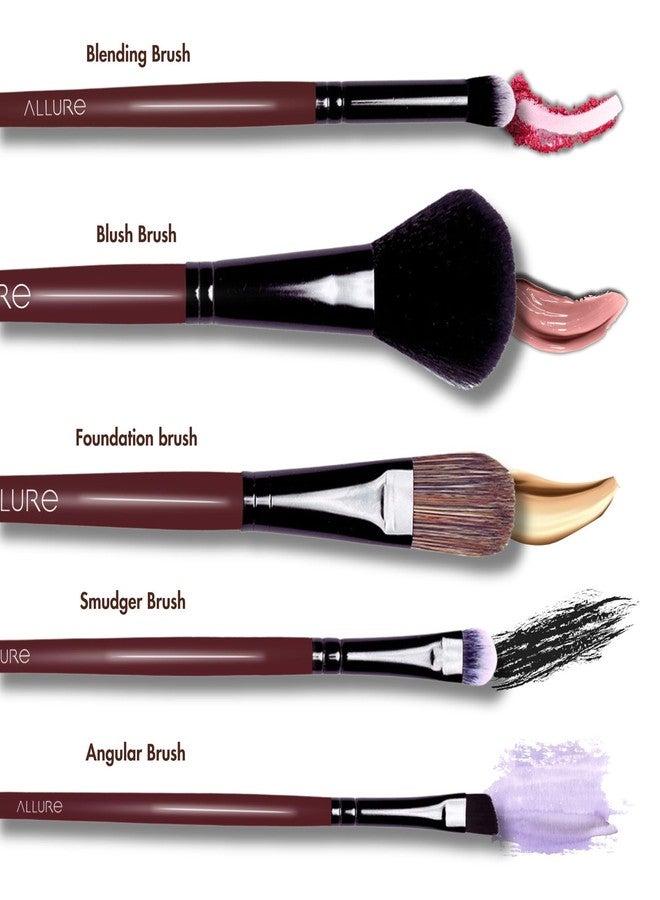 Allure Makeup Brush Set - Set Of 5 Face & Eye Makeup Brushes - Image 4