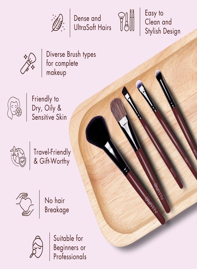 Allure Makeup Brush Set - Set Of 5 Face & Eye Makeup Brushes - Image 3