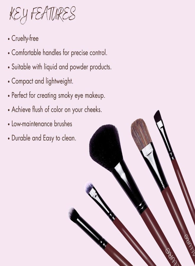 Allure Makeup Brush Set - Set Of 5 Face & Eye Makeup Brushes - Image 2