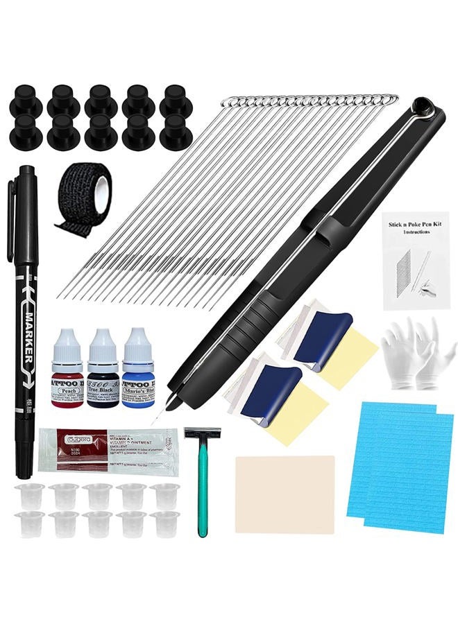 Chiitek Stick and Poke Tattoo Kit Hand Stick n Poke Pen Kit DIY Tattoo Kit for Beginners Complete Professional Tattoo Tool Kit Kit with ink 20PCS Tattoo Needles Tattoo Supplies Artist - Image 1
