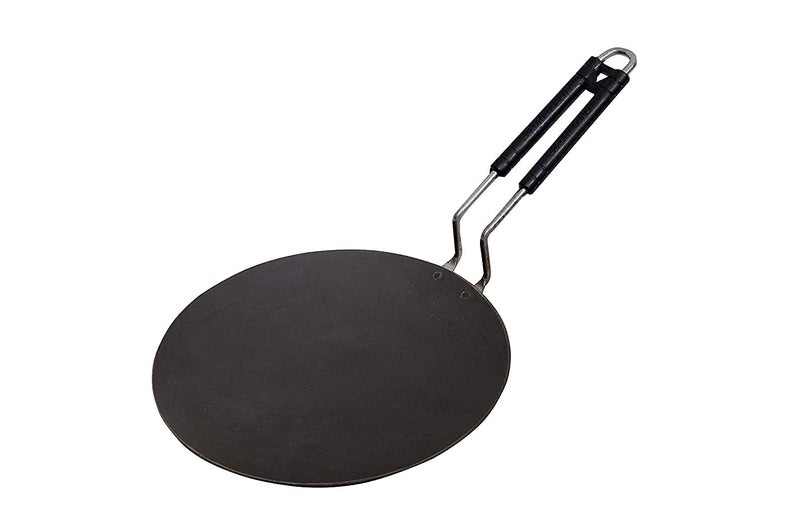 Kitchen Pure Iron Roti Tawa with Handle, 23 cm/9 Inch, Black  - Image 1