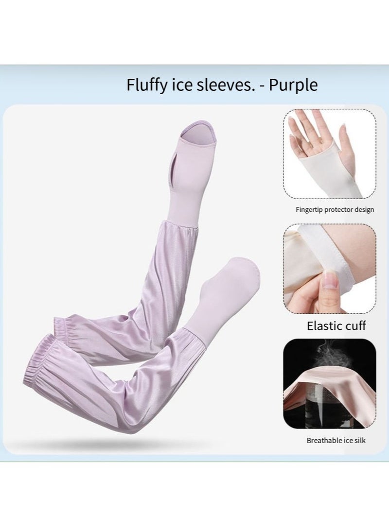 general Sun protection sleeves summer anti-ultraviolet outdoor ice sleeves cycling nylon ice silk women's long sun protection gloves  - Image 1