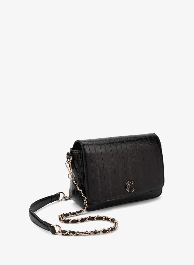 Le Confort Textured Crossbody Bag with Flap Closure