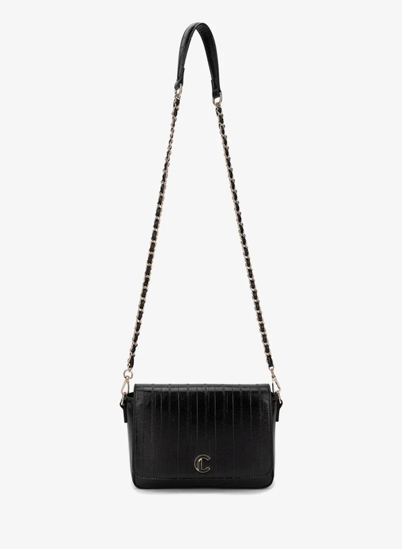 Le Confort Textured Crossbody Bag with Flap Closure