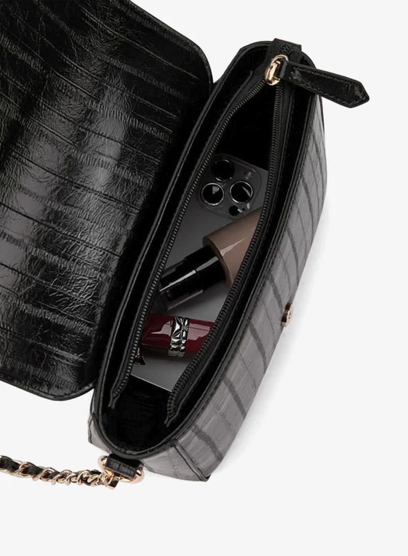 Le Confort Textured Crossbody Bag with Flap Closure