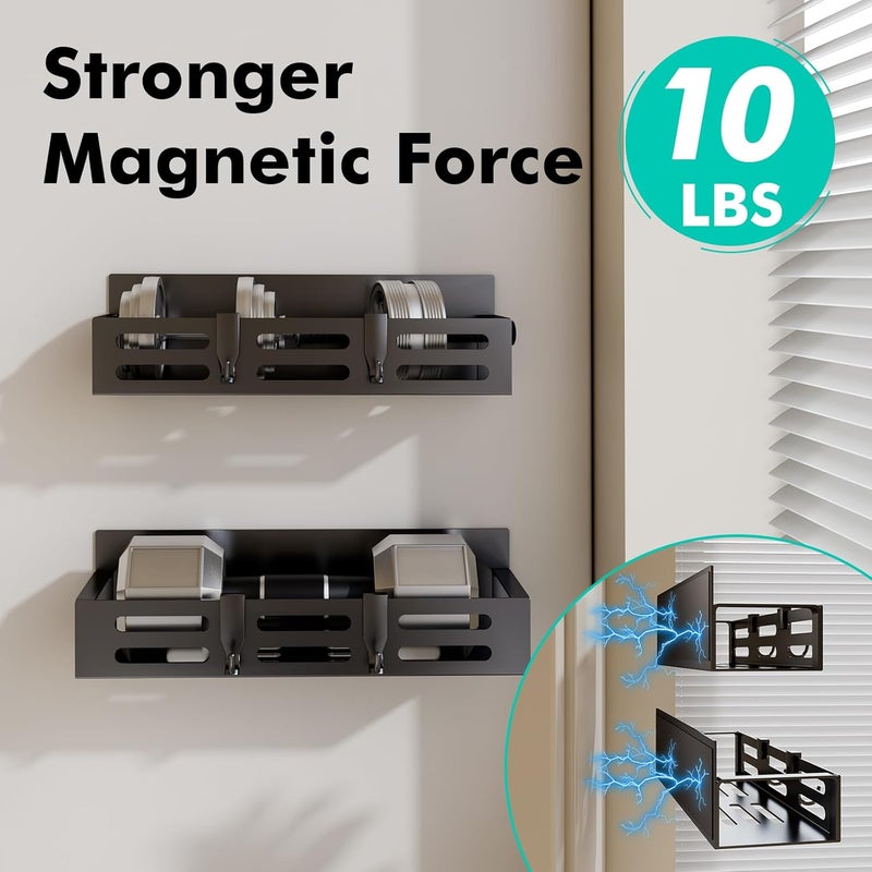 SETBAOO 4 Pack Magnetic Spice Rack for Refrigerator, Black Magnetic Shelf and Fridge Kitchen Storage Cabinet Organizers Seasoning Organization Mini Shelves, Organizadores de Cocina - Image 3