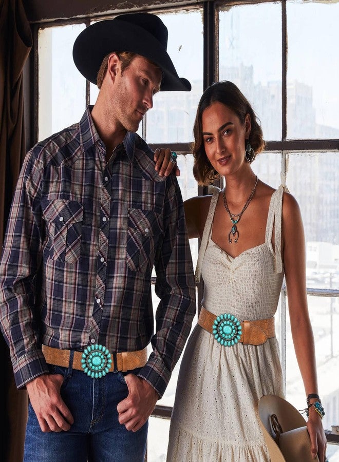UTOWO Women Western-Turquoise-Belt for Cowgirl-Turquoise-Leather-Belt Applies to Jeans Pants Dresses - Image 3