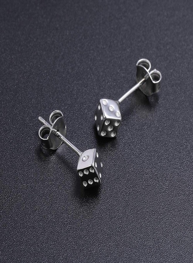 AoedeJ 925 Sterling Silver Mini Triangle Round and Star Stud Earrings Irregular Geometric Minimalist Earrings (Cube-Dice) - Image 5