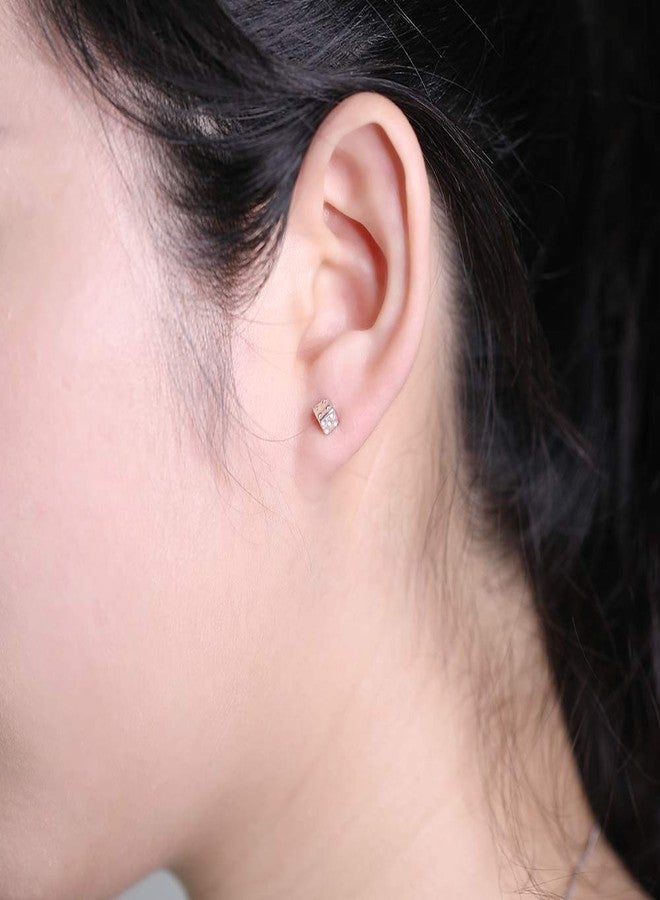 AoedeJ 925 Sterling Silver Mini Triangle Round and Star Stud Earrings Irregular Geometric Minimalist Earrings (Cube-Dice) - Image 2