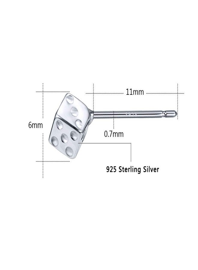 AoedeJ 925 Sterling Silver Mini Triangle Round and Star Stud Earrings Irregular Geometric Minimalist Earrings (Cube-Dice) - Image 3