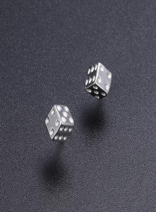AoedeJ 925 Sterling Silver Mini Triangle Round and Star Stud Earrings Irregular Geometric Minimalist Earrings (Cube-Dice) - Image 4
