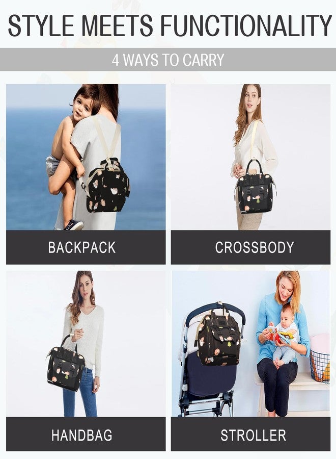 Mozzilog Small Diaper Bag Crossbody with Multi-Pocket, 4 in 1 Mini Travel Mommy Tote w/ Shoulder for Stroller, Small Toddler Daiper Backpack with Insulated Pockets, Compact Baby Bag for Mom (Black Animal) - Image 2