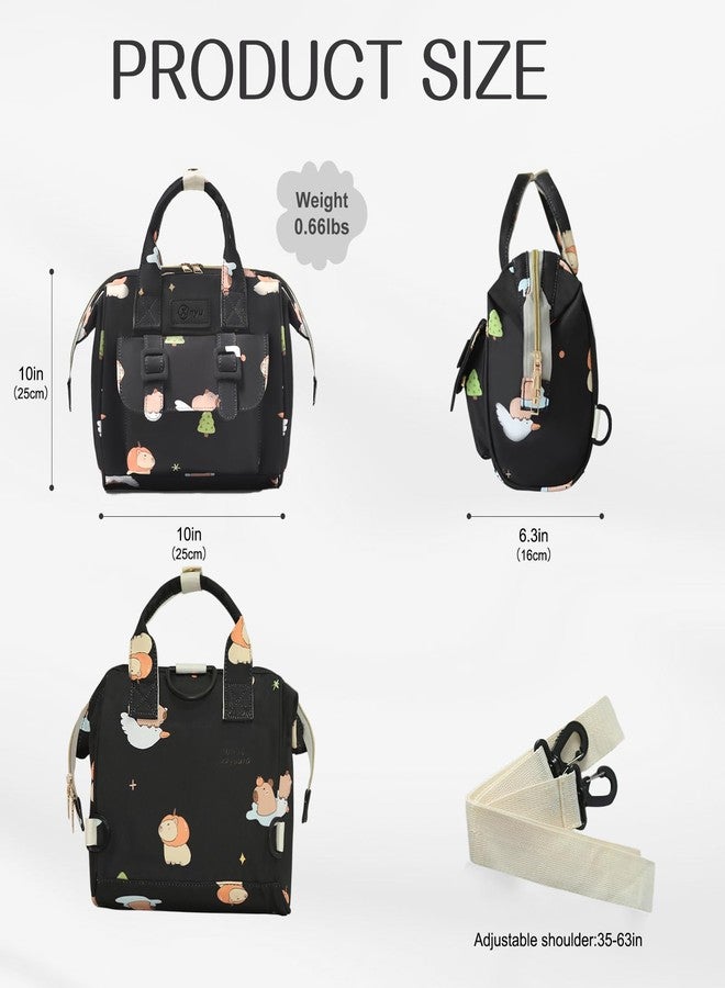 Mozzilog Small Diaper Bag Crossbody with Multi-Pocket, 4 in 1 Mini Travel Mommy Tote w/ Shoulder for Stroller, Small Toddler Daiper Backpack with Insulated Pockets, Compact Baby Bag for Mom (Black Animal) - Image 5