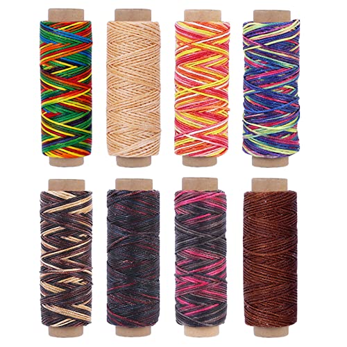 LUNARM Leather Thread 8 Colors 150D 1mm Waxed Thread Cord for Hand Stitching Bracelets Jewelry Making Bookbinding Leather Repair