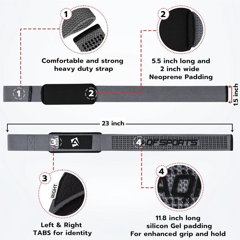 AQF Lifting Wrist Straps for Weightlifting, Powerlifting & Deadlifts – 23” Neoprene Padded Cotton Straps for Strength Training & Gym Workouts - Maximum Grip Support for Men & Women - Image 3