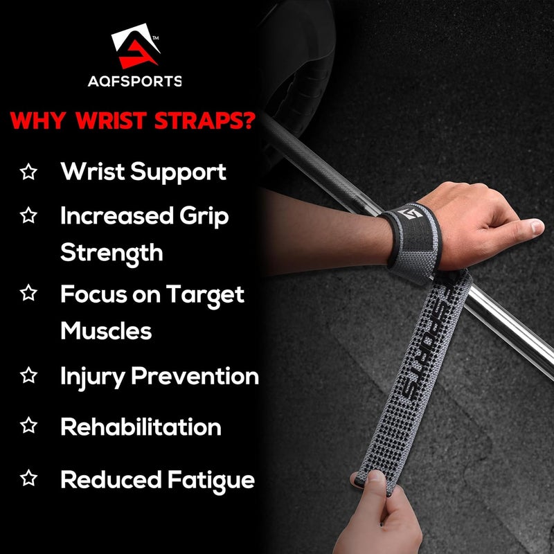 AQF Lifting Wrist Straps for Weightlifting, Powerlifting & Deadlifts – 23” Neoprene Padded Cotton Straps for Strength Training & Gym Workouts - Maximum Grip Support for Men & Women - Image 4