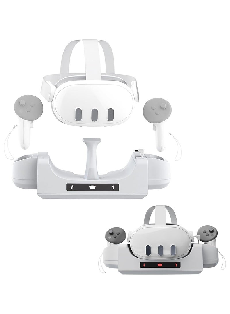 Charging Base Station Compatible with Quest 3, Wall-Mounted Charging Dock for Quest 3 Headset and Controllers, Charger Stand, Type-C Cable VR Accessories  - Image 1