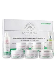 MITVANA MITVANA Professional Blemish Repair & Glow Facial Kit| 7 Step Facial for Blemishes & Hyperpigmentation| For Radiant & Glowing Skin| Suitable For All Skin Types | Multi Use Facial Kit (200g x7=1400G)  - Image 3
