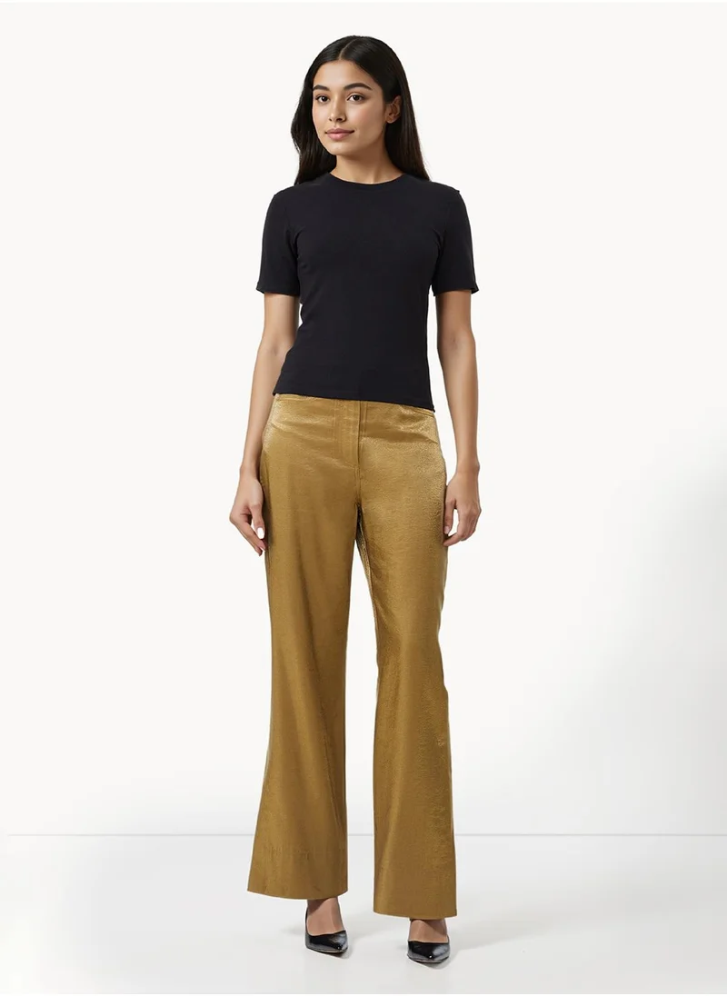 فرنش كونكشن Plain/Basic Regular Cotton Blend Crew Neck T-Shirt