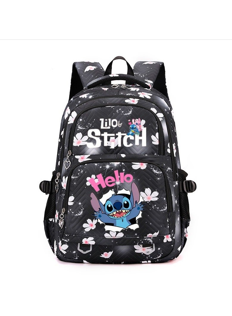 STITCH Stitch cartoon print embossed large capacity schoolbag for primary and secondary school students cute backpack light and fashionable backpack 31*43*16CM