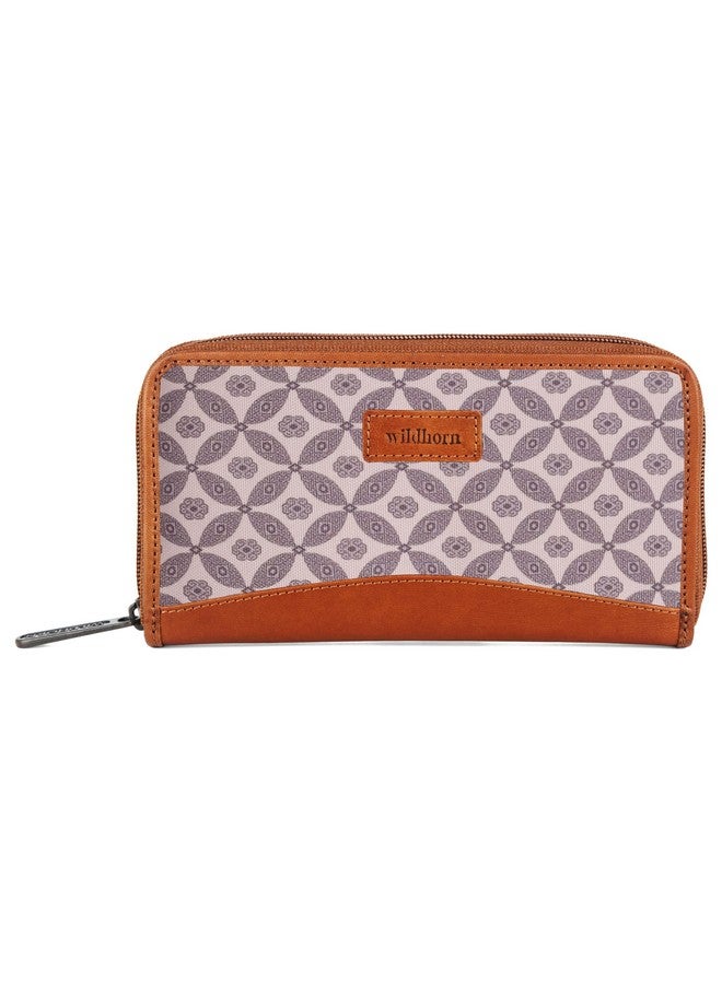 WildHorn Women's Canvas Wallet Clutch - Stylish, Spacious I Zip Around Wallet for Travel, Holds Cards, Phone, Cash I (Tropical Florals) - Image 1
