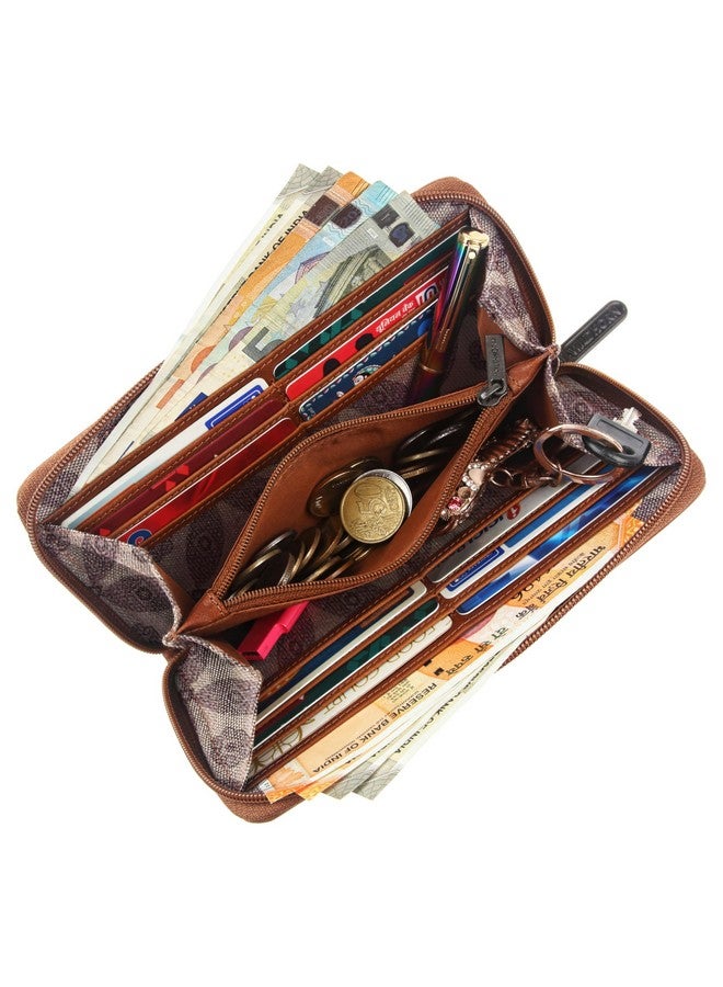 WildHorn Women's Canvas Wallet Clutch - Stylish, Spacious I Zip Around Wallet for Travel, Holds Cards, Phone, Cash I (Tropical Florals) - Image 3