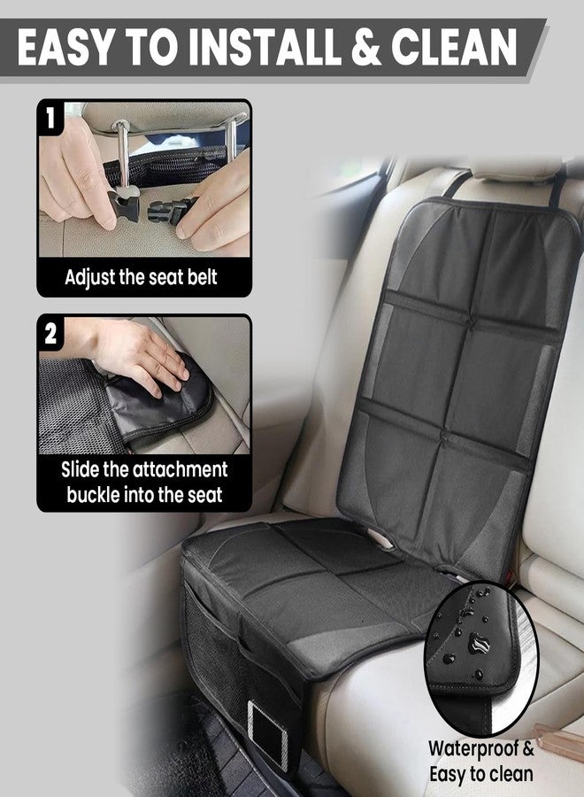 RUNETI Car Seat Protector for Child and Baby Seats - 2 Pack Premium Fabic Waterproof & Non-Slip Backing Thick Padding with Mesh Storage Pockets for Baby & Pet Universal Fit for Cars SUVs Trucks - Image 3